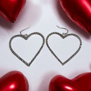 Silver Heart Hoop Earrings